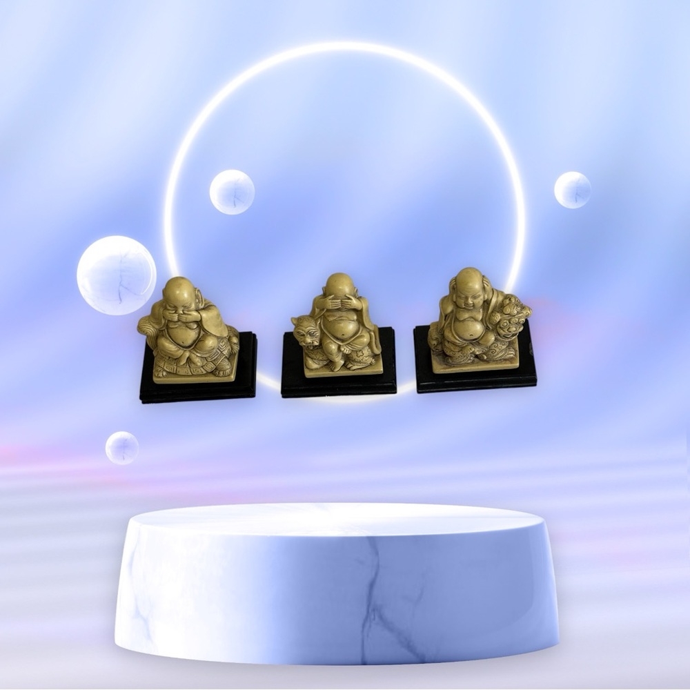 Set of Three Buddha Statuettes - See No Evil, Speak No Evil, Hear No Evil